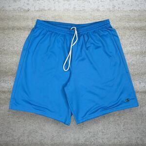 Vintage Y2K Champion Gym Shorts Mens L Light Blue Polyester Grey 9" Inseam